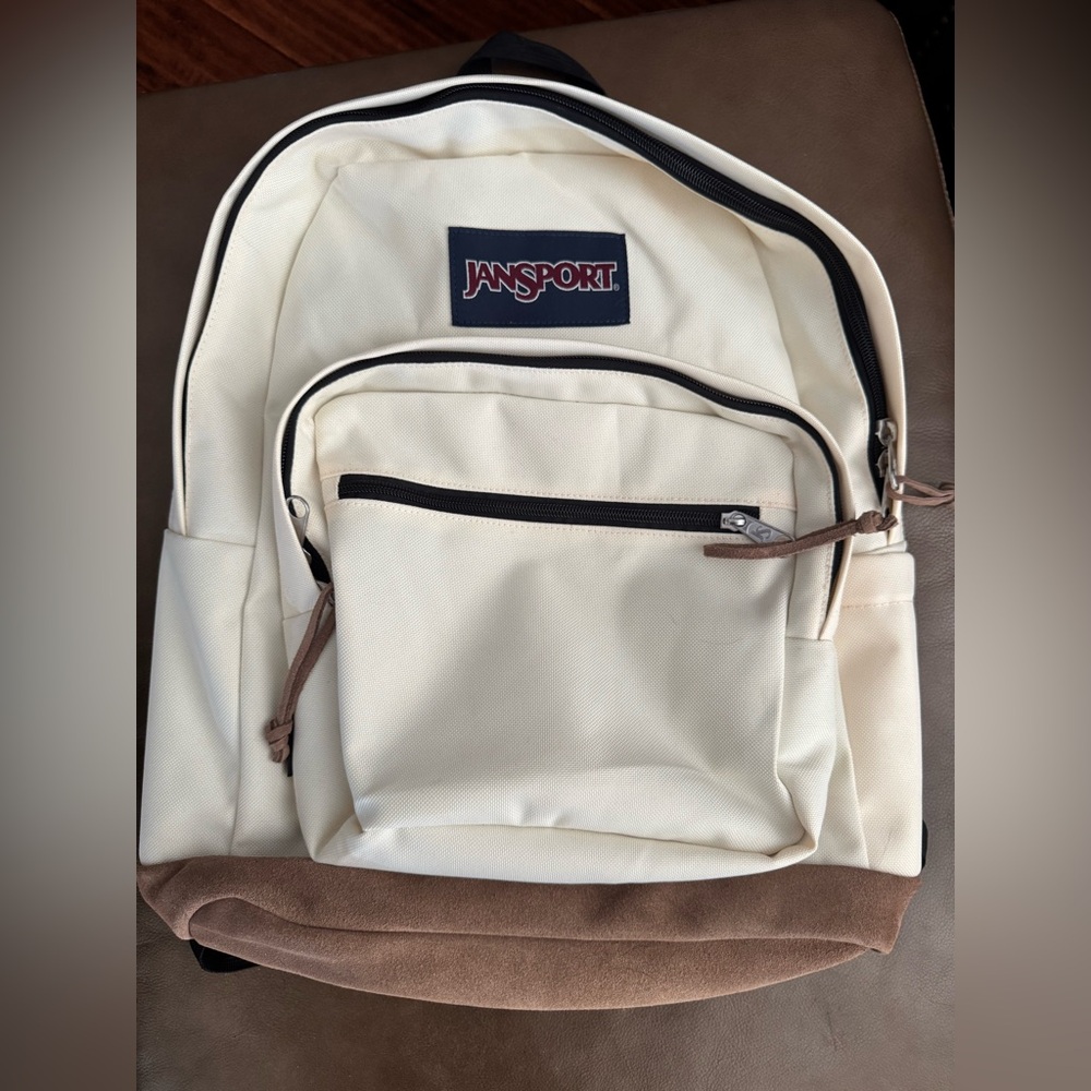 Jansport Coconut and Tan bottom Backpack